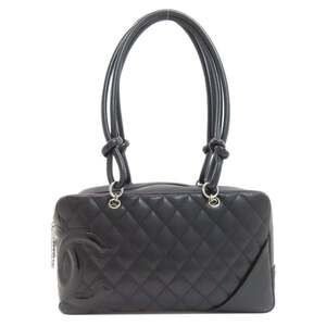 CHANEL Cambon Line Silver Hardware Tote Bag Calfskin Women's